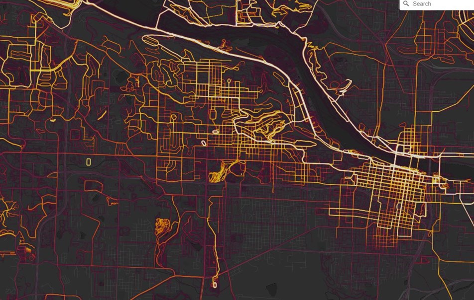 Kavanaugh glows brightly on the Strava heatmap.